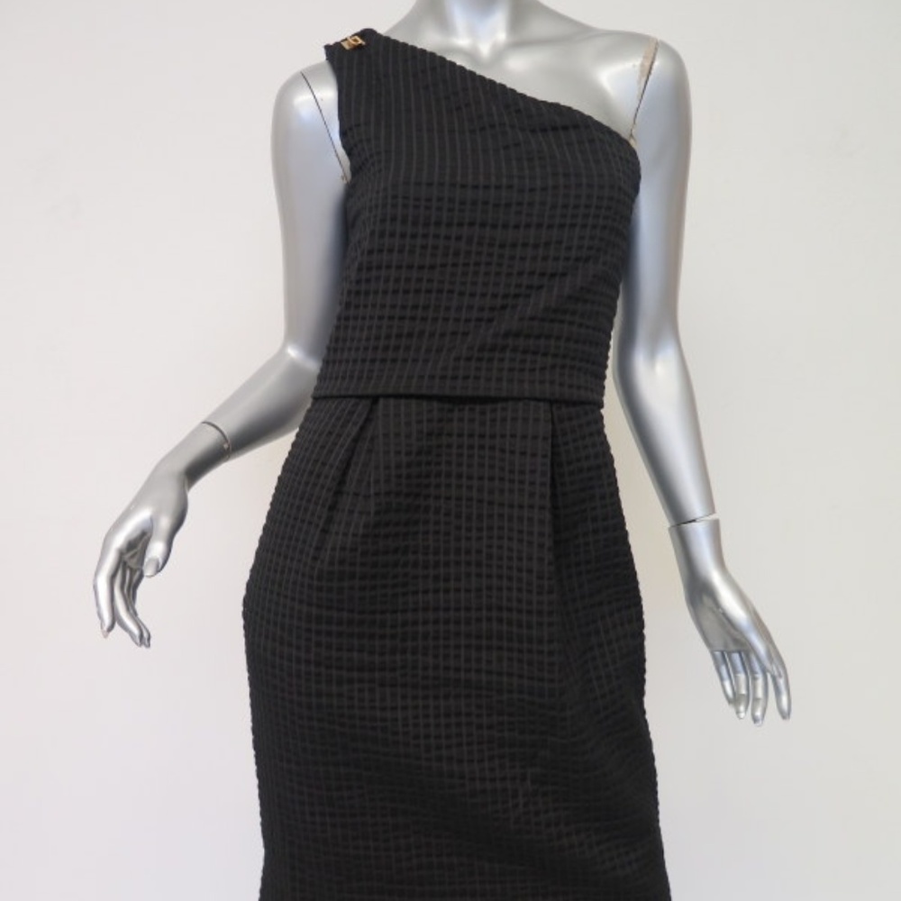 Chloe Dress Black Striped Cotton-Blend - Picture 1 of 6